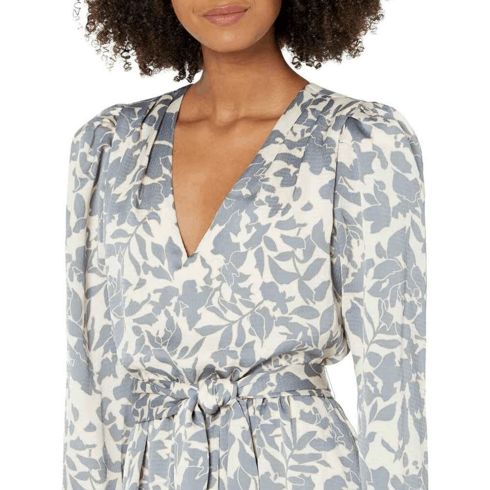 BCBGMAXAZRIA Floral Mini Dress Size 4 Long Sleeve Tie Waist NWT - Picture 2 of 13